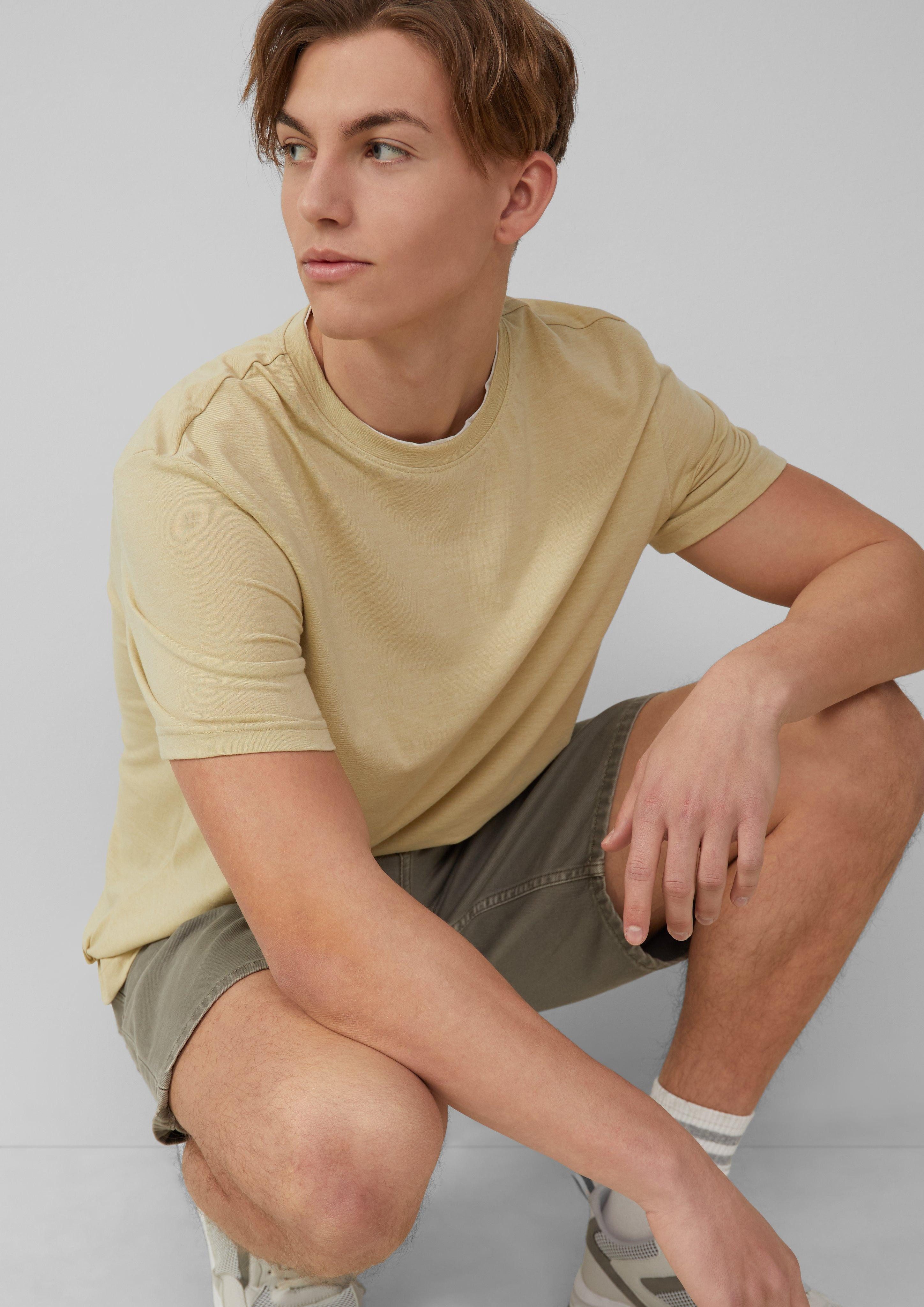 QS Kurzarmshirt Meliertes T-Shirt mit Layering-Detail günstig online kaufen