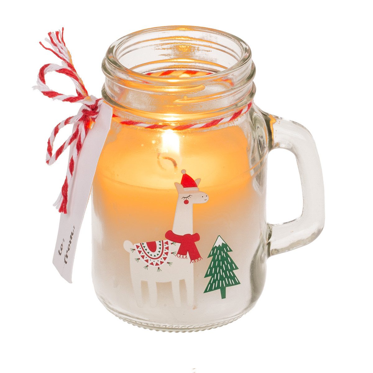 Out of the Blue Windlicht Weihnachtskerze im Glas, Lama, Windlicht Kerze, D günstig online kaufen