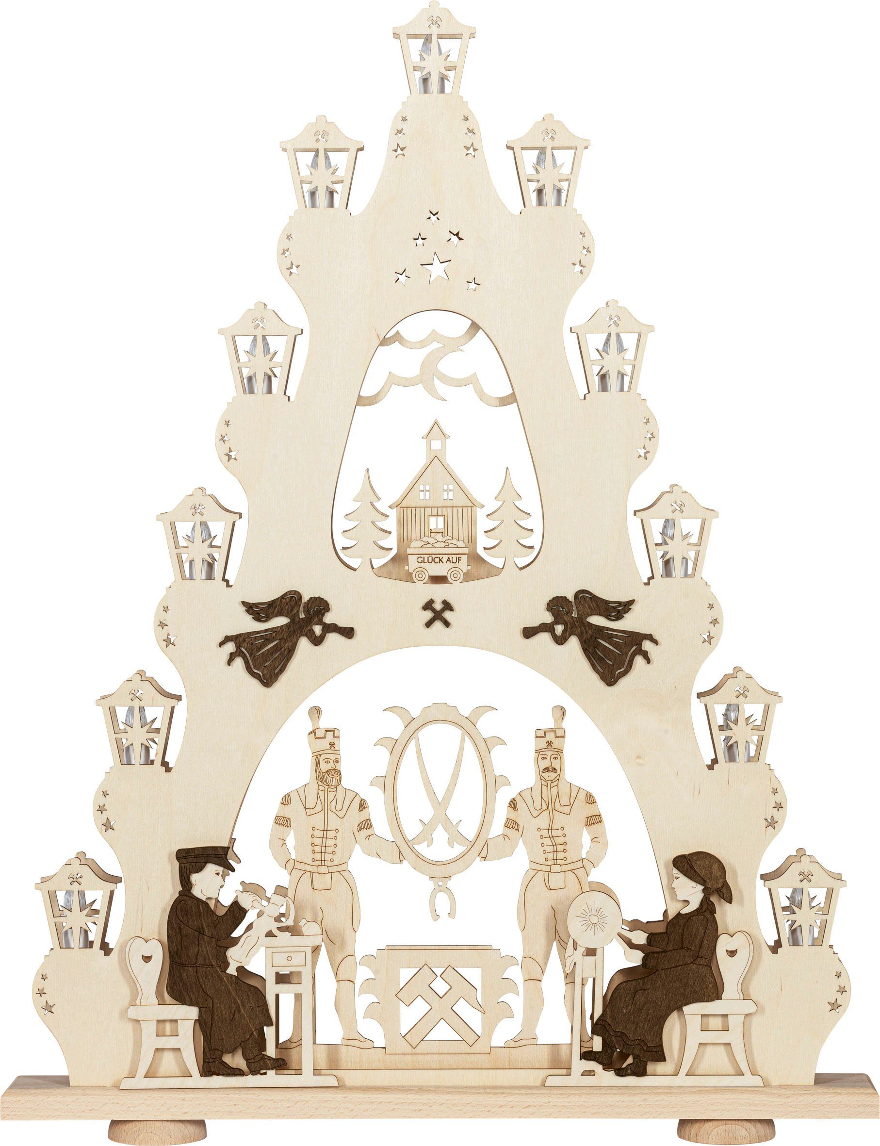 Lichterspitze Fenster dem Holzkunst ca. aus Erzgebirge, Deko Erzgebirge, fürs Weihnachtsdeko, cm (1-tlg), Schwibbogen 15-flammig, Weigla 67 Höhe