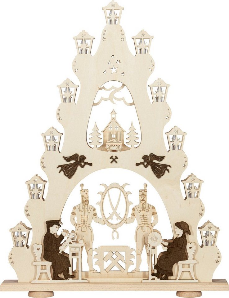 Weigla Schwibbogen Lichterspitze Erzgebirge, 15-flammig, Höhe ca. 67 cm (1- tlg), Holzkunst aus dem Erzgebirge, Weihnachtsdeko, Deko fürs Fenster