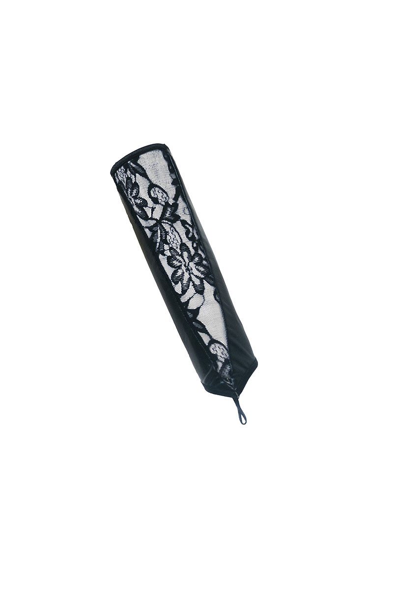 Andalea Spitzenkleid Minikleid schwarz Übergröße + Armstulpen Latex-Optik Wetlook (2-tlg) – Bild 5 von 5