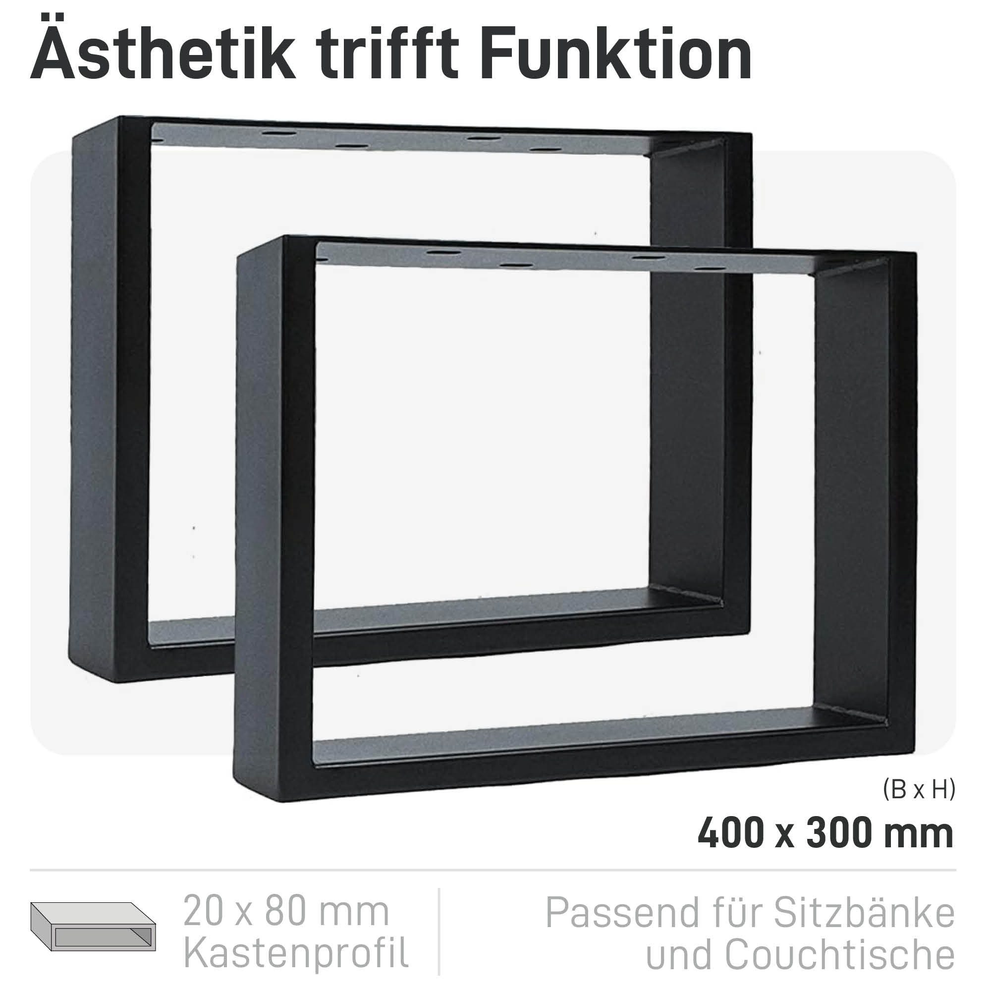 Natural Goods Berlin Möbelkufe RECHTECK, (2-St), Tischkufen, B400 x H300 - niedriger Couchtisch, Schwarz (matt)