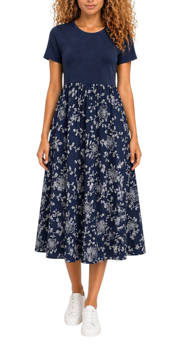 Mississhop Jerseykleid Damen Sommerkleid mit floralem Muster – Gr.(S/M)