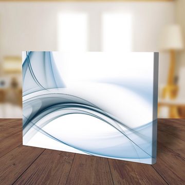 wandmotiv24 Leinwandbild Blaue Glaswelle, Abstrakt (1 St), Wandbild, Wanddeko, Leinwandbilder in versch. Größen