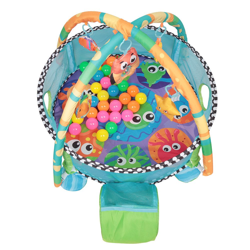 Krabbeldecke Baby Spieldecke Laufstall, Schildkröte Erlebnisdecke Spielbogen, JEOBEST, 3-in-1 Spielmatte Baby mit 30 Bällen, 0+ Monate