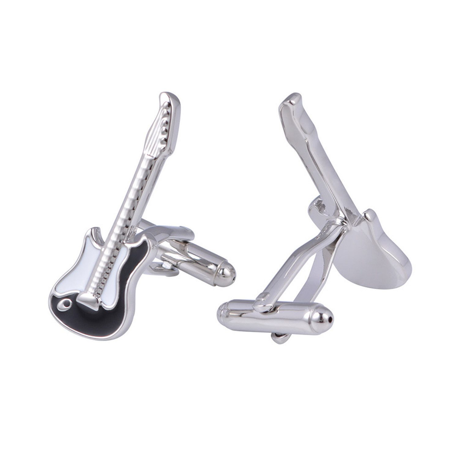 KARMA Manschettenknöpfe Gitarre 2 Stk. Herren Edelstahl Silber modern (1-Paar), elegant Business Hochzeit Hemd Accessoire Musiker