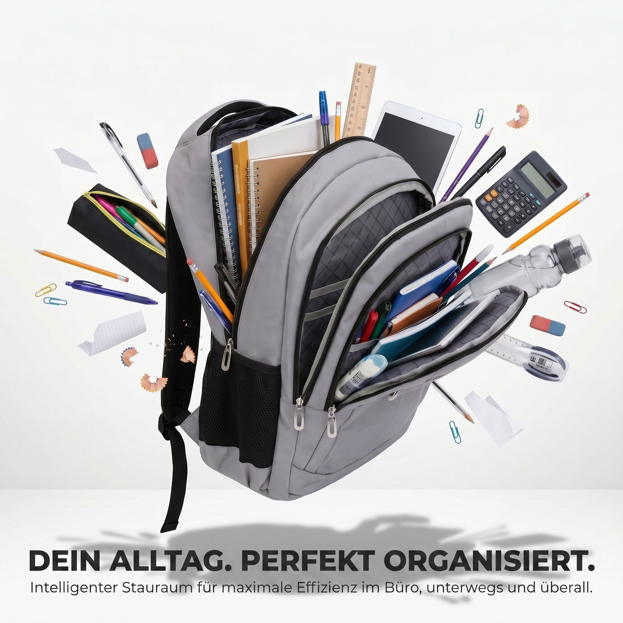 HELLSER Laptoprucksack Laptoprucksack & Schulrucksack FOCUS – Backpack mit Laptopfach 17 Zoll, Unisex, inkl. Koffergurt, perfekt als Handgepäck, ergonomisch