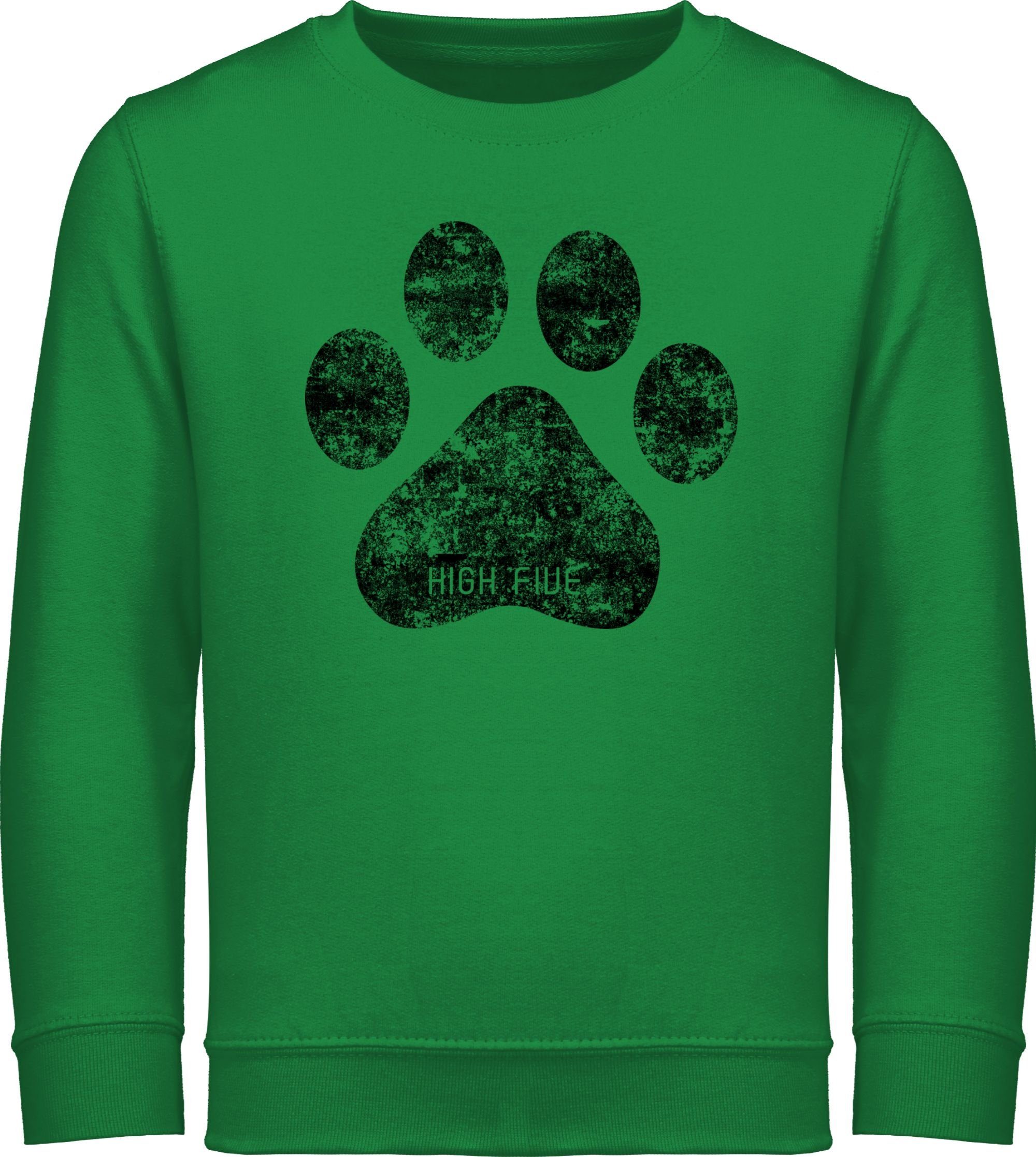 Shirtracer Sweatshirt High Five Hunde 3 Animal Grün Tiermotiv Print Pfote