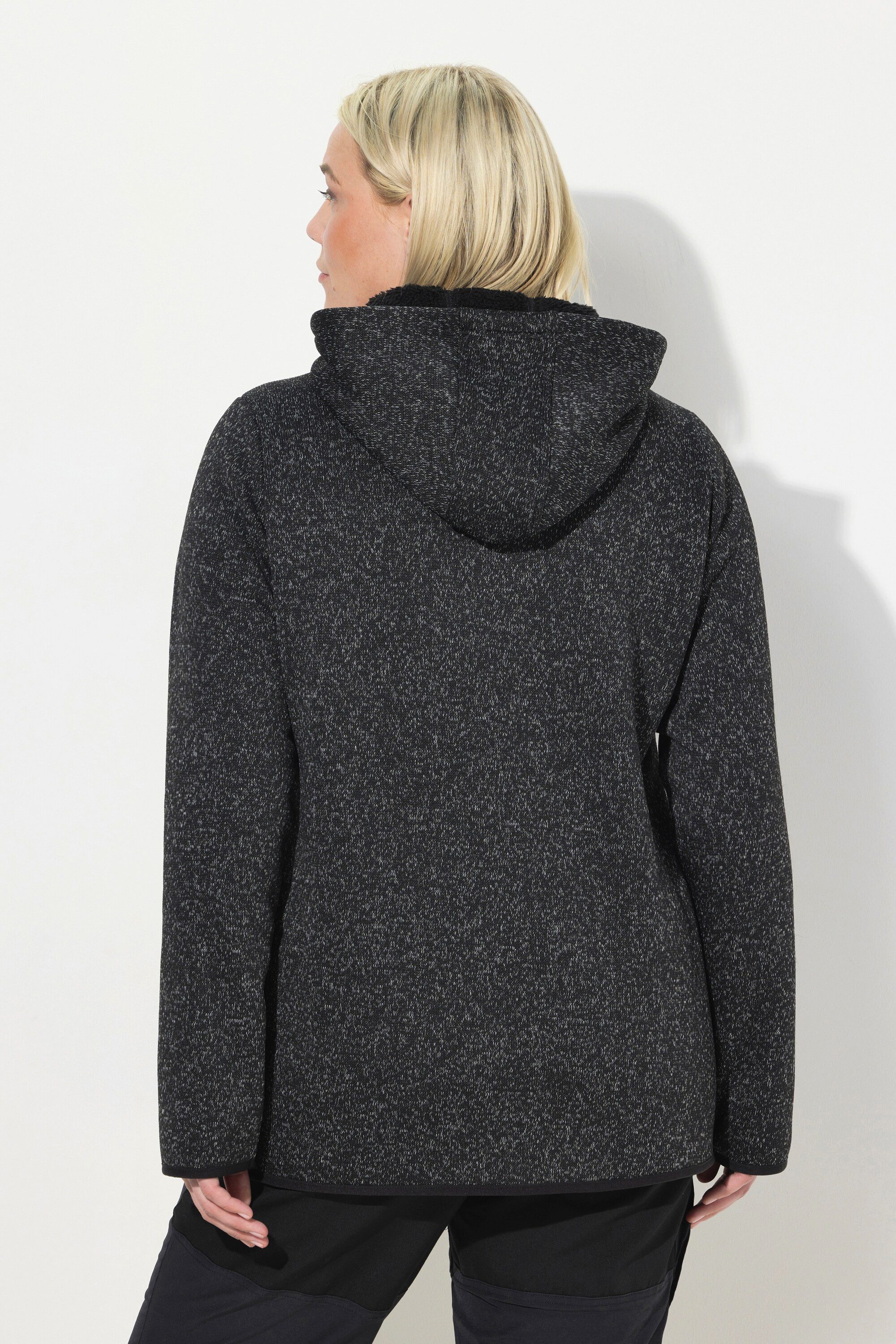 Ulla Popken Sweatjacke Strickfleece-Jacke Teddyfleece 2-Wege-Zipper