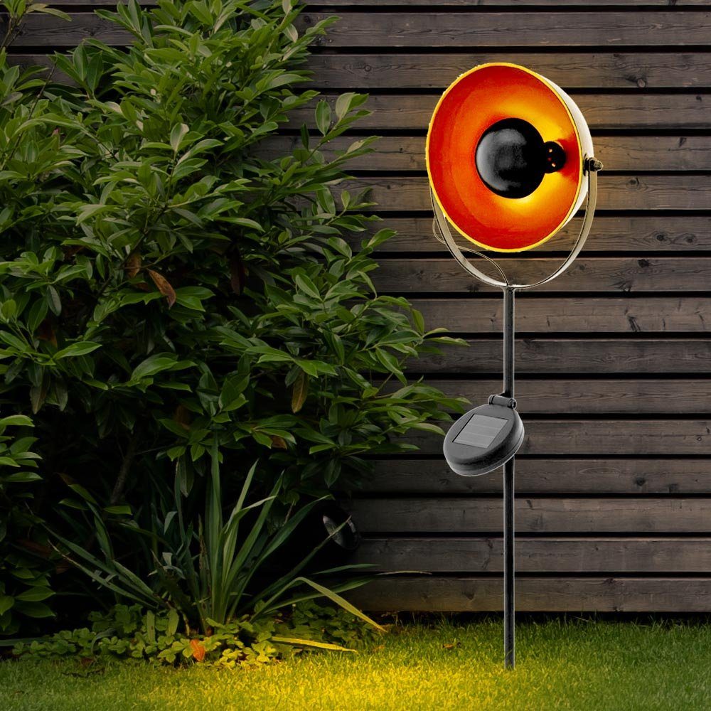 Außen EGLO Steck verbaut, Solarleuchte, LED-Leuchtmittel schwarz-orange LED LED Solar fest Leuchte Erdspieß