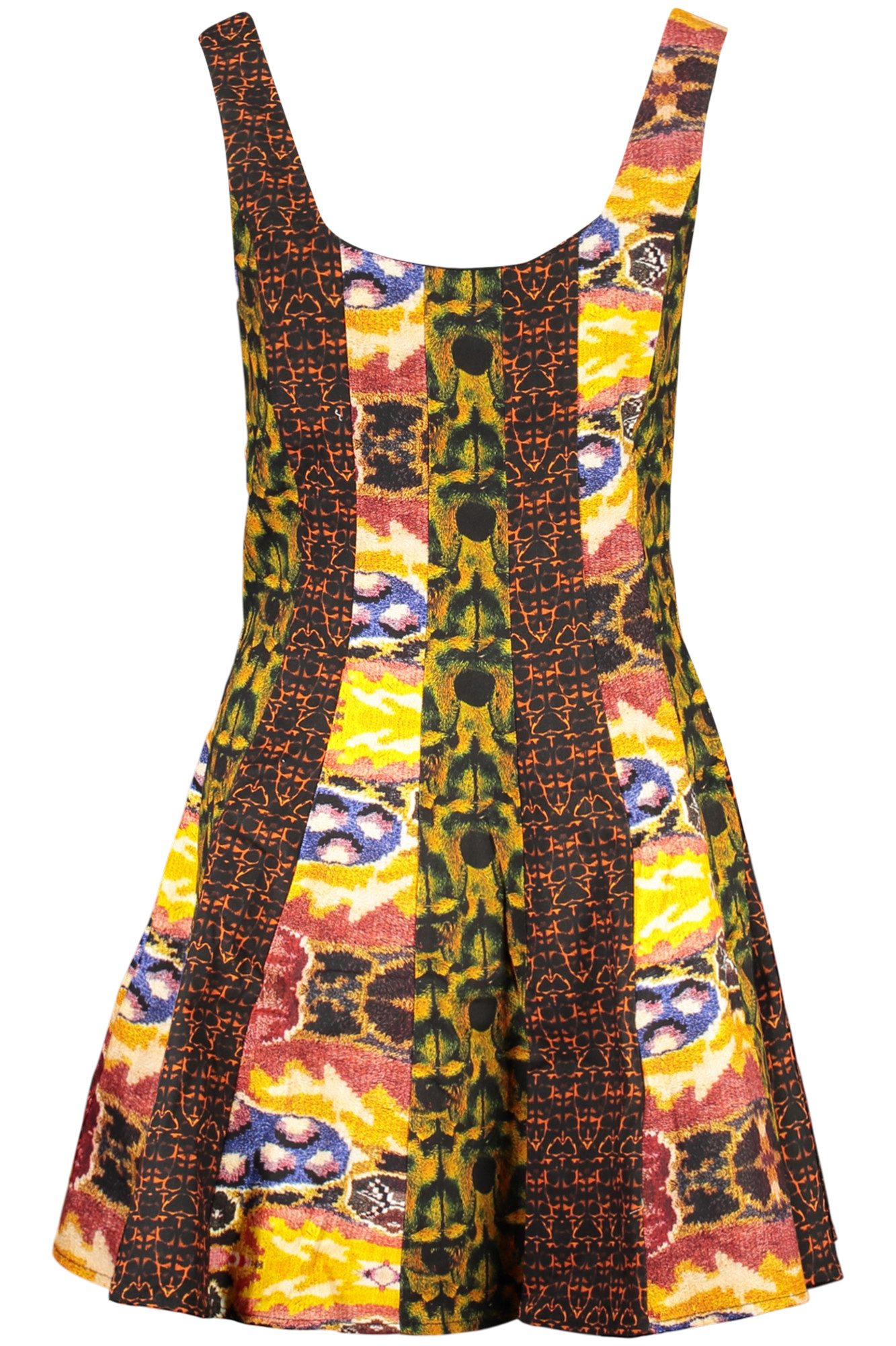 Desigual Partykleid Stylisches Gelbes Damenkleid mit Muster und Kontrasten - Sommerlook