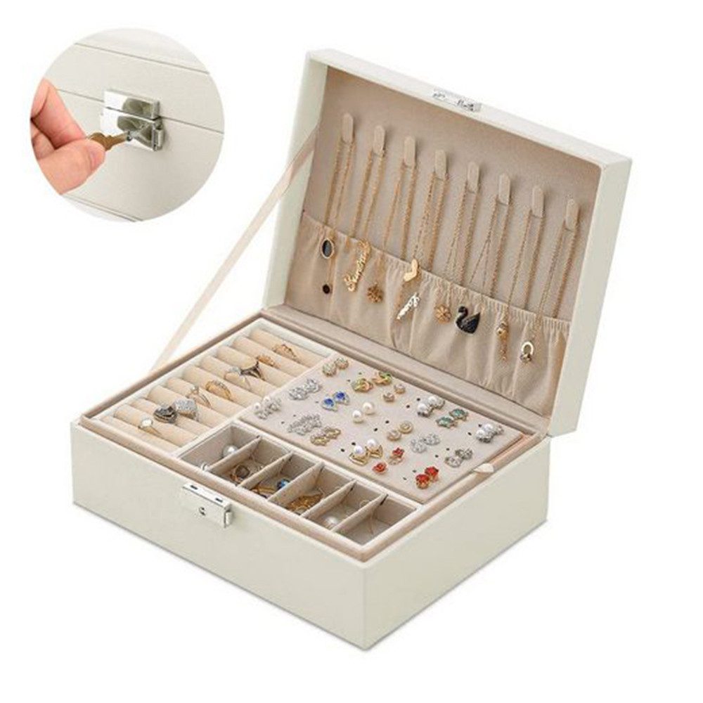 FOUORTUNATE-BEE Schmuckkasten Schmuckkasten mit Schloss, Leder-Schmuckbox günstig online kaufen