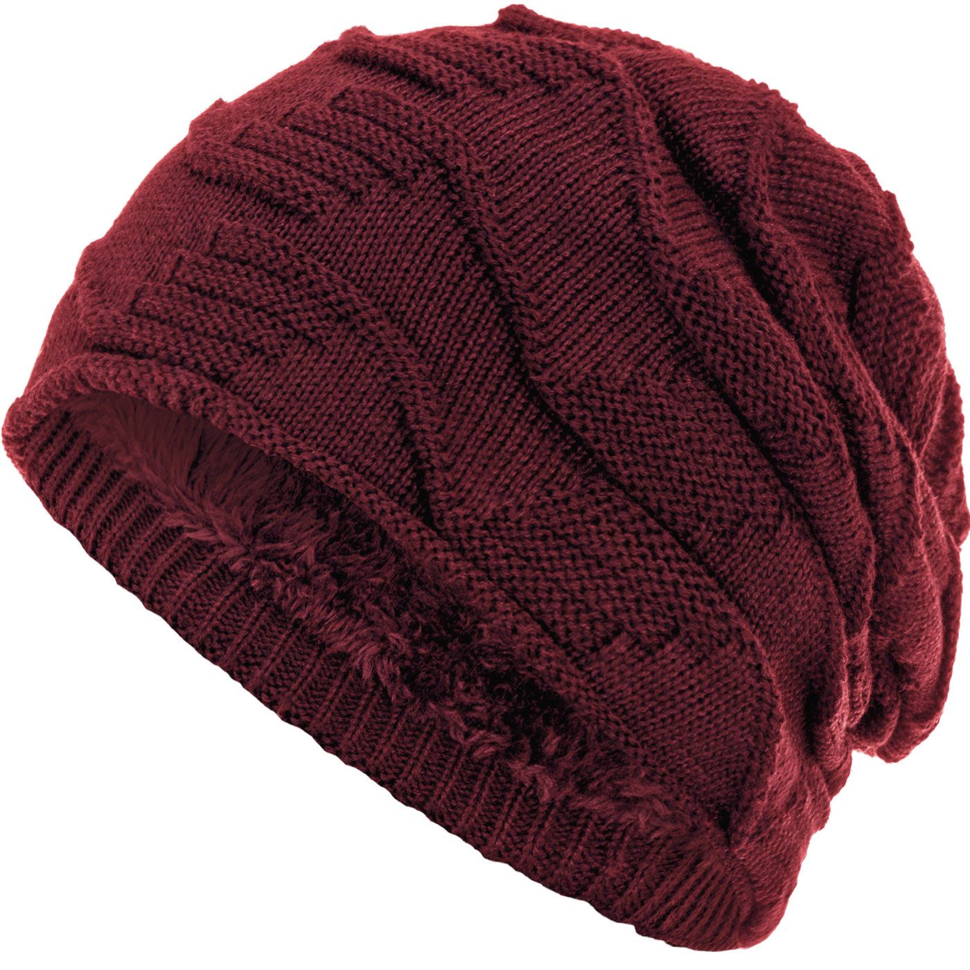 compagno Strickmütze Warm gefütterte Wintermütze mit elegantem Strickmuster Beanie Mütze Warme gefütterte Wintermütze mit weichem Futter Damen Herren Beanie