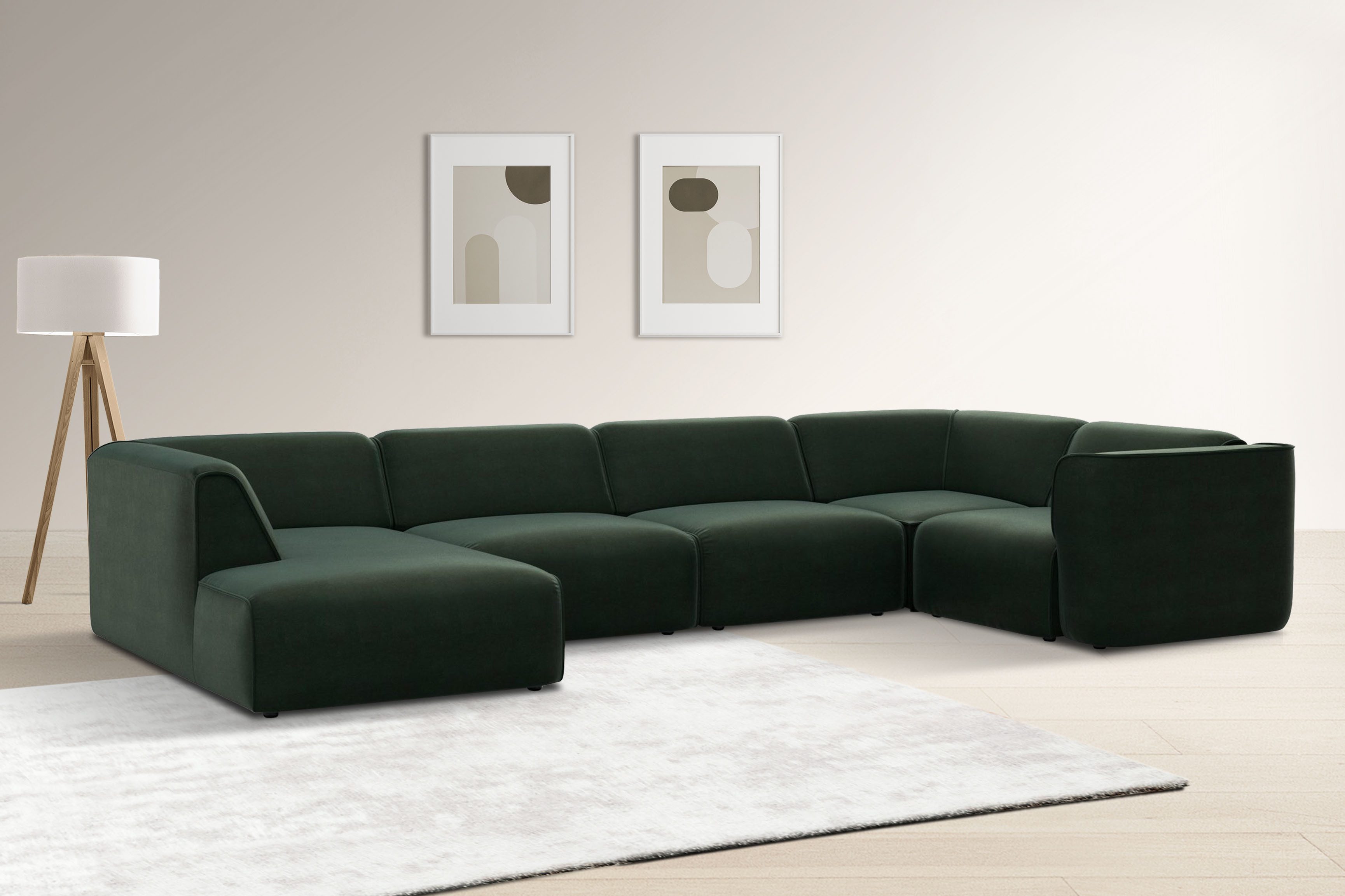 Wohnlandschaft Merid U-Form, jederzeit durch Module erweiterbar, B/T/H: 367/206/70 cm