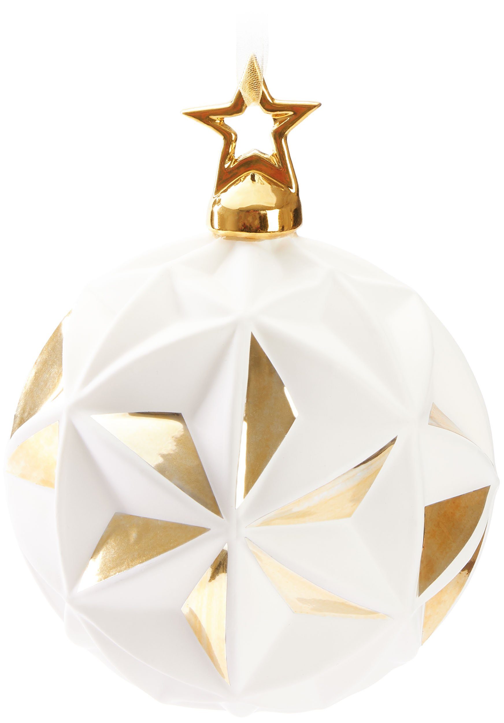 BRUBAKER Weihnachtsbaumkugel Premium Weihnachtskugel Stern Weiß günstig online kaufen