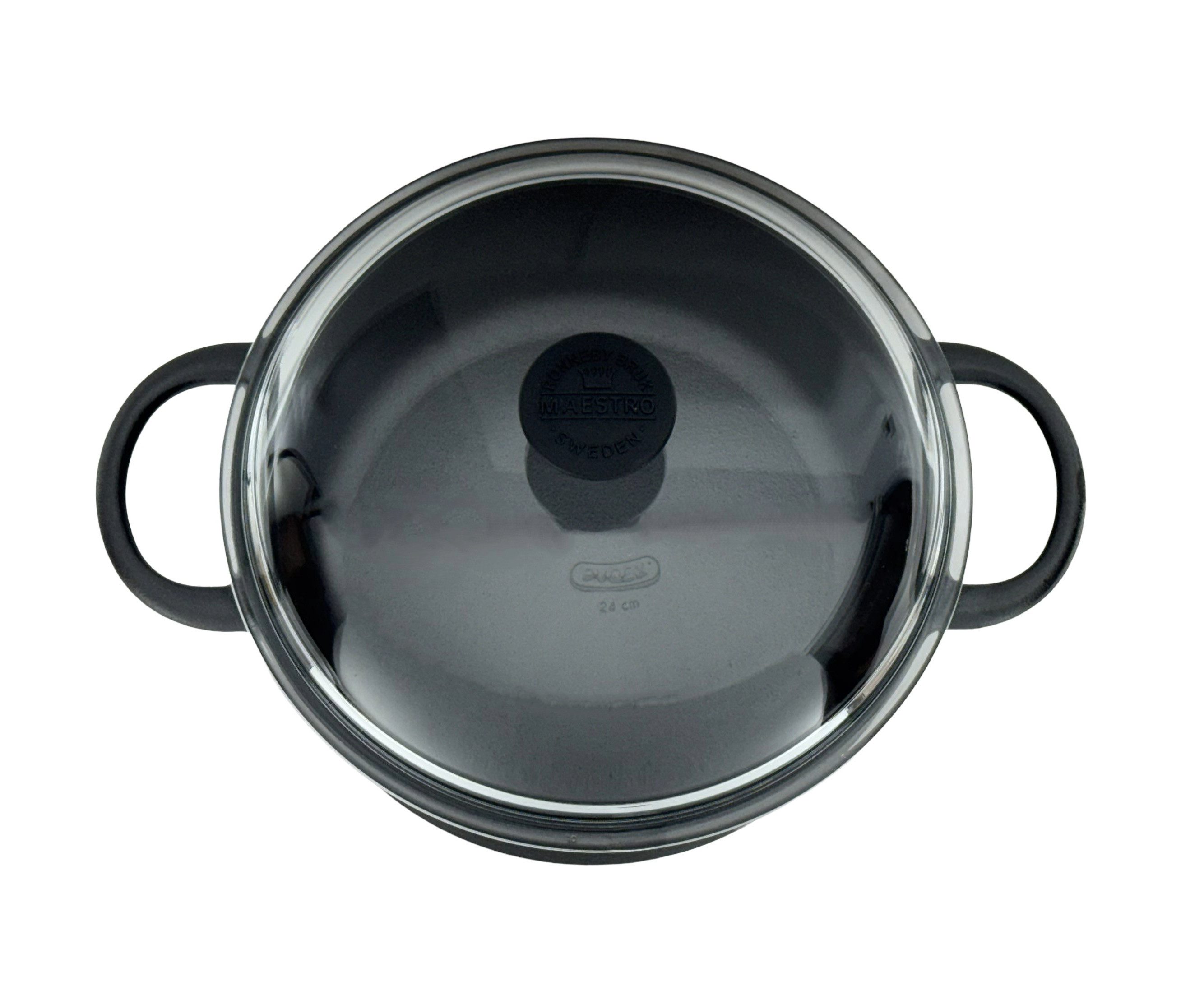 Ronneby Bruk Kochtopf Maestro, 4 Liter, Ø 25 cm, mit Glasdeckel, Gusseisen, keine künstliche Beschichtung, robuste Gusseisen-Qualität
