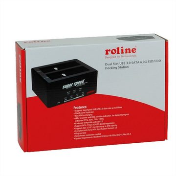 ROLINE Festplatten-Gehäuse 2.5" / 3.5" SATA HDD/SSD Docking Station, USB 3.2 Gen 1, HDD-Clone-Funktion