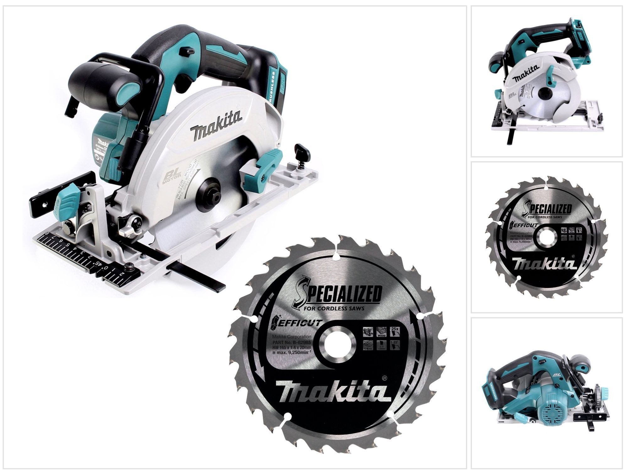 Makita Kompakt-Handkreissäge DHS 680 Z Akku Handkreissäge 18 V 165 mm + EFFICUT Kreissägeblatt - o