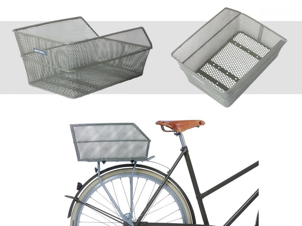 Basil Fahrradkorb Basil Hinterradkorb Cento für Schultasche olivgrün 38x24x11cm engmasch