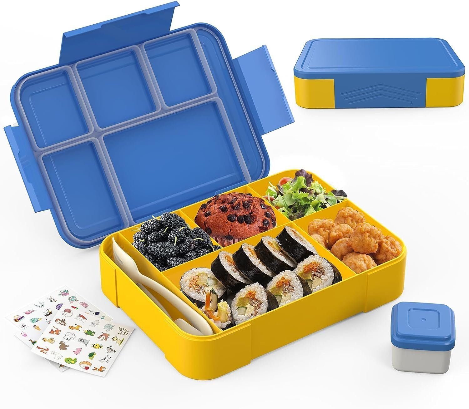5 BPA DOPWii Lunchbox Lunchbox,Brotdose–1300ML Bento Mit Kinder Frei Fächern Blau Box