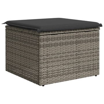 vidaXL Hocker Gartenhocker mit Kissen Grau 55x55x37 cm Poly Rattan