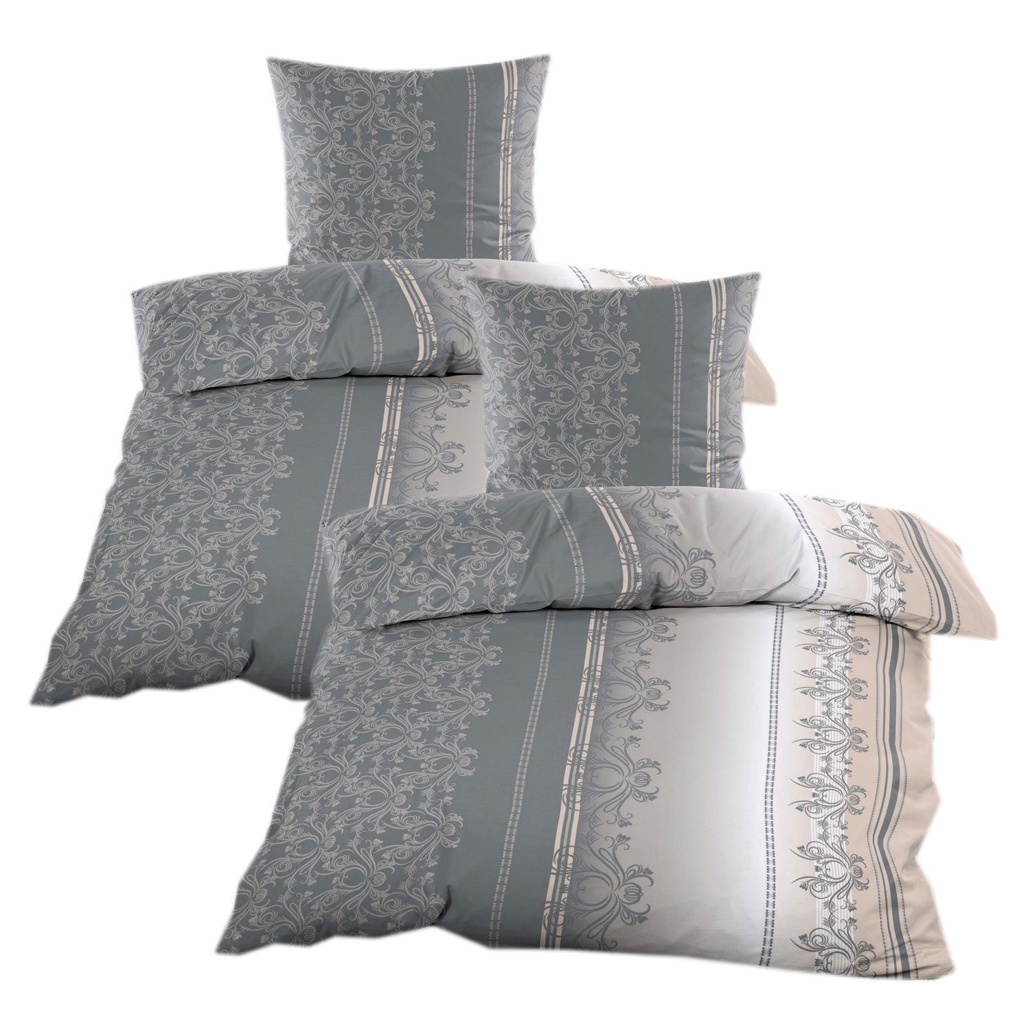 Casa Colori Bettwäsche Biber 2 tlg.135x200 cm mit Reißverschluss 100% Baumw günstig online kaufen