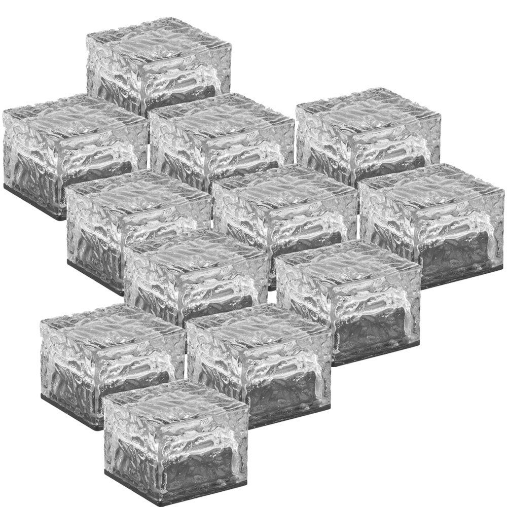 etc-shop Gartenleuchte, LED-Leuchtmittel fest verbaut, Farbwechsel, Solarlampe Dekoleuchte Gartenlampe RGB LED Farbwechsel Glas 12er Set