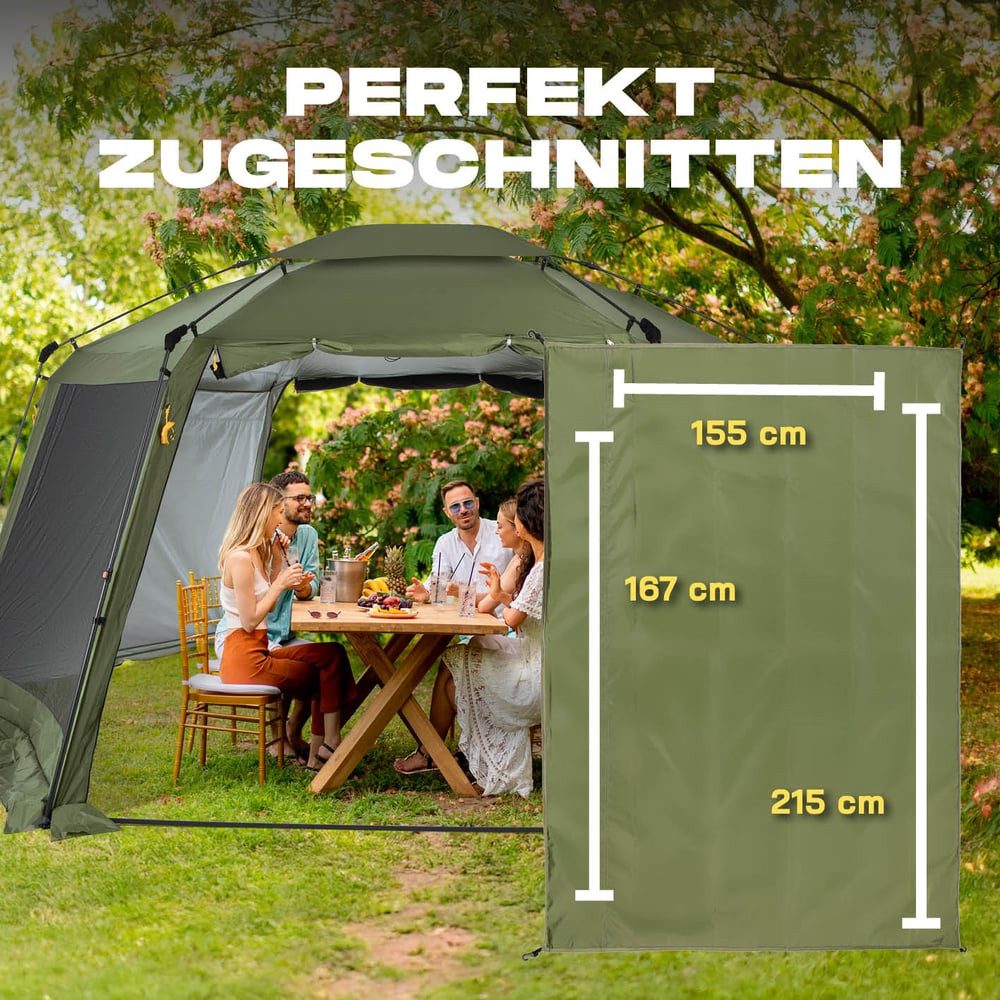 Lumaland Pavillon Pop Up Pavillon Aufbau in unter 2 min sechseckig 155x215x167cm, Camping Reisen Party Schutz vor Regen Wind Wetter transportabel