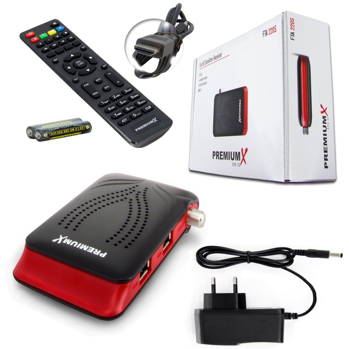PremiumX Mini FullHD DVB-S2 Receiver Mediaplayer SAT HDMI 220 FTA HD SAT-Receiver USB