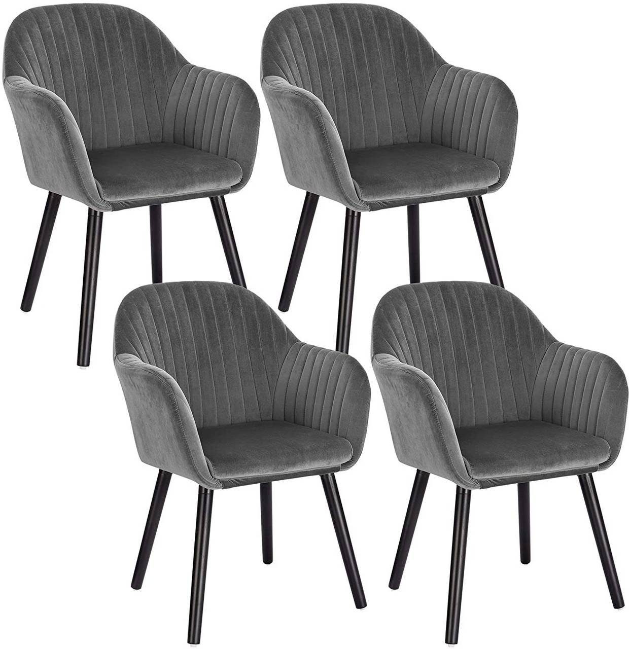 Woltu Esszimmerstuhl (4 Stück), 4er-Set Küchenstuhl Wohnzimmerstuhl  Polsterstuhl Design Stuhl mit Armlehne Samt Massivholz Schwarze Beine Blau  online kaufen | OTTO