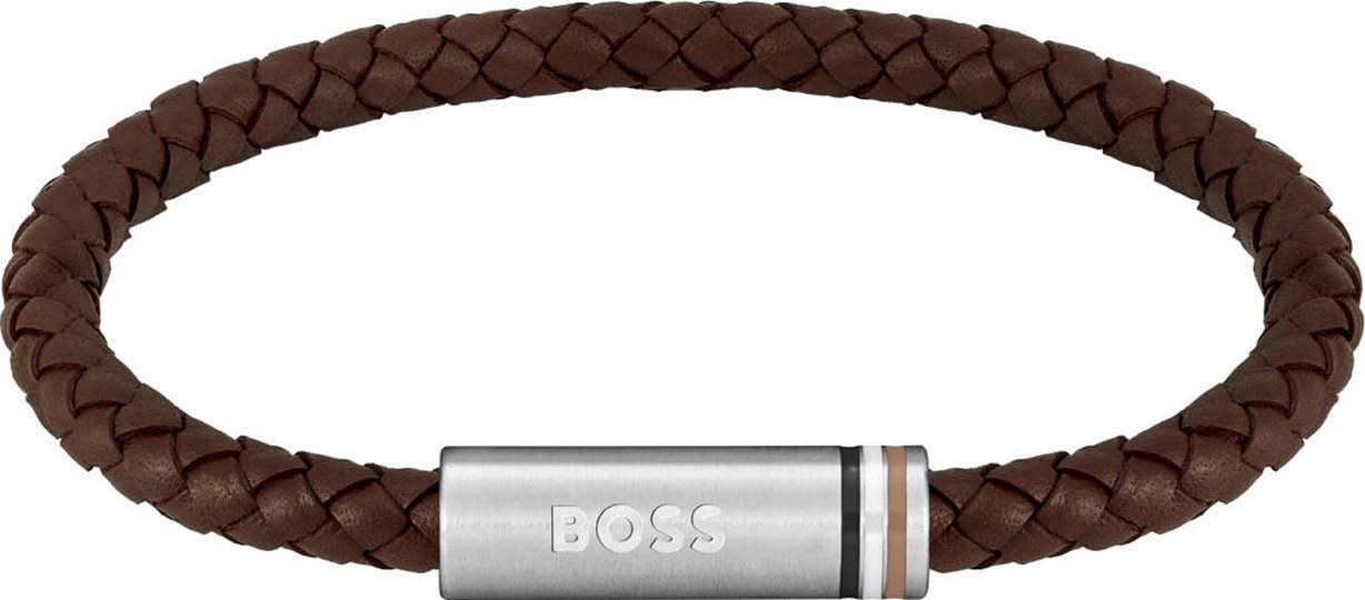 BOSS Lederarmband ARES SINGLE, 1580623, 1580624, mit Emaille