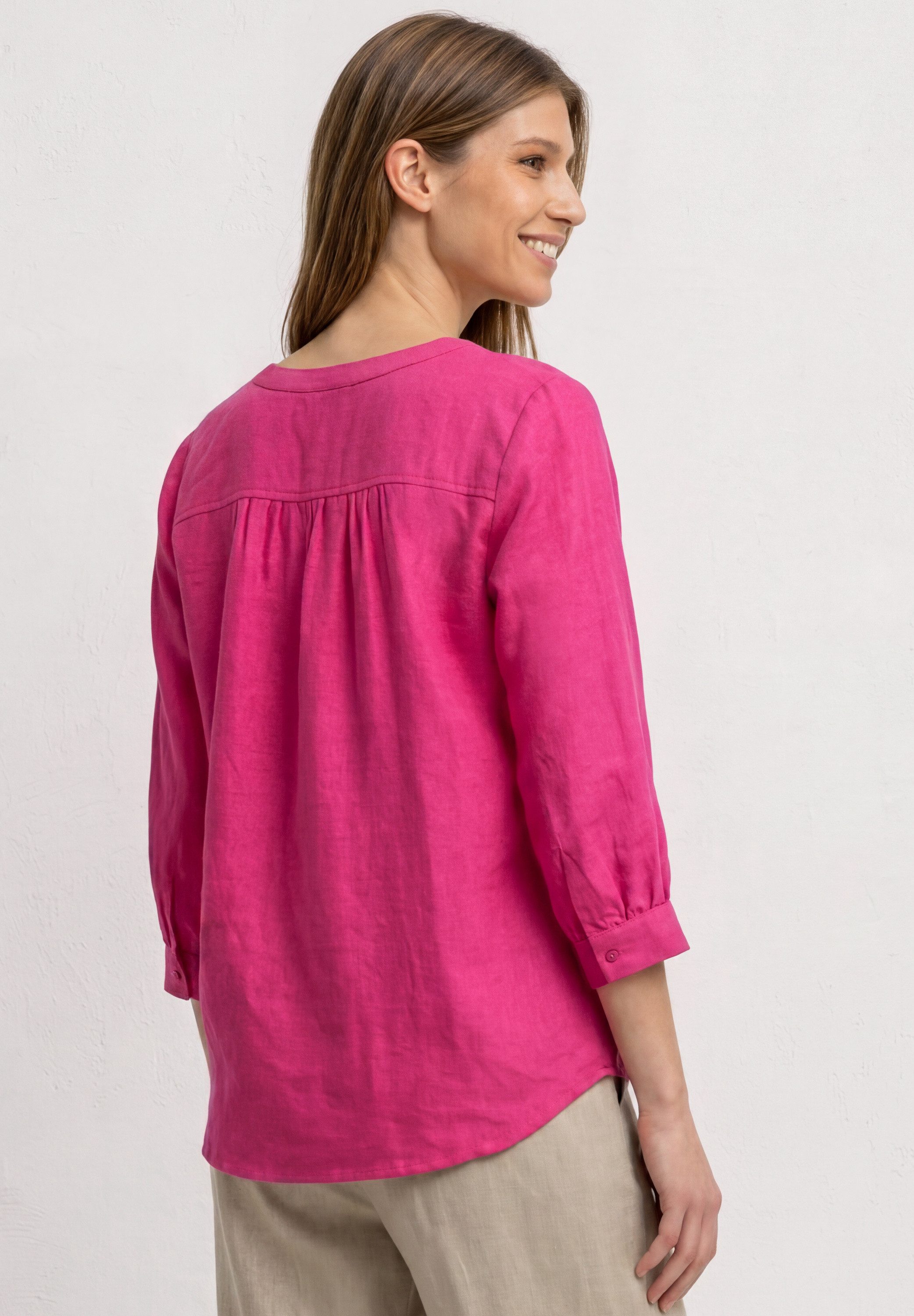 STREET ONE Shirtbluse mit geschlitztem Rundhalsausschnitt