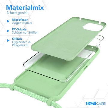 EAZY CASE Handykette Silikon Kette für Xiaomi Mi 11 Lite / 5G / NE 6,55 Zoll, Handy Band Schutzhülle Back Cover Full Color Nacht Grün / Dunkelgrün