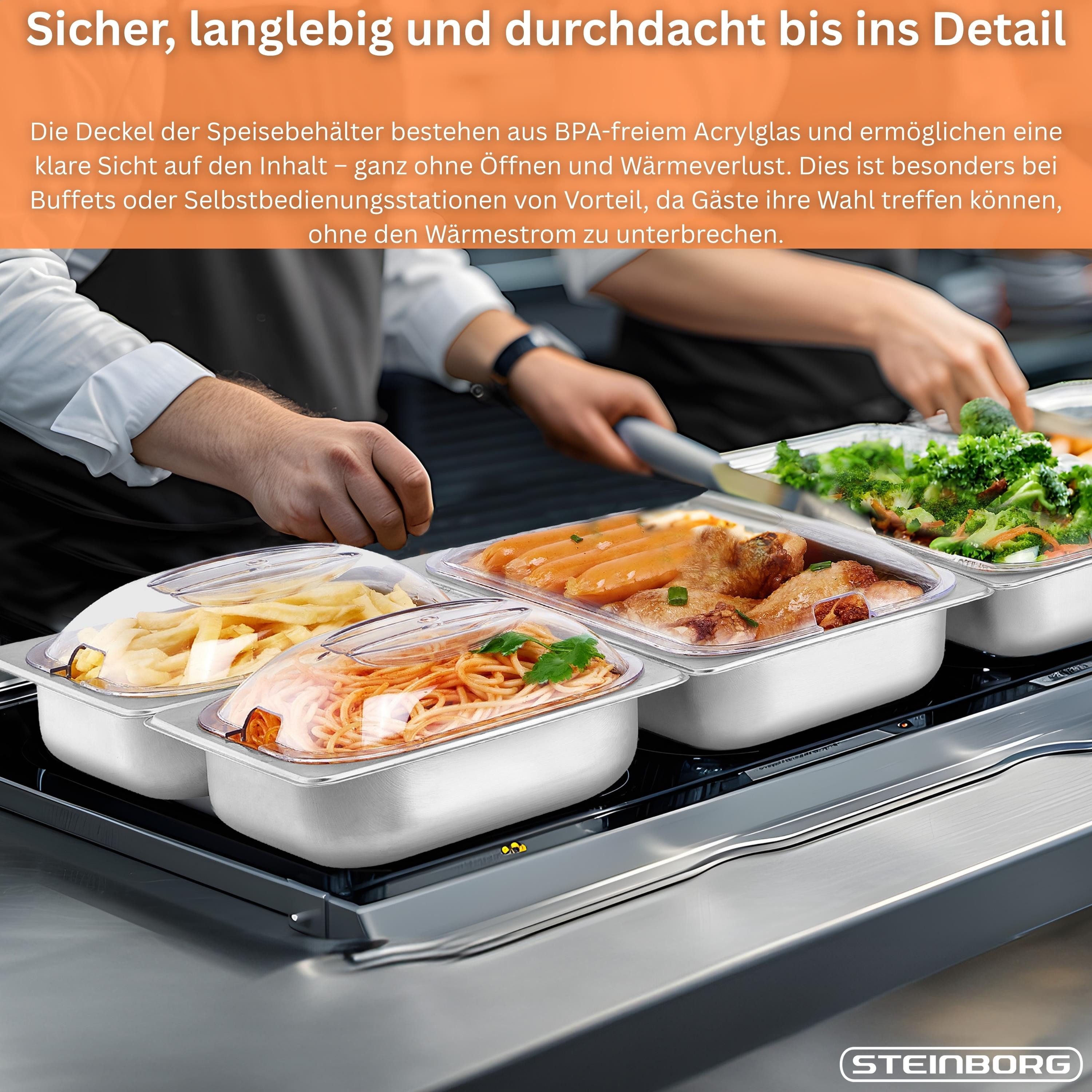 STEINBORG Speisenwärmer SB-6020, Edelstahl,BPA-frei,Cool-Touch Griffe,300 Watt – Bild 5 von 5