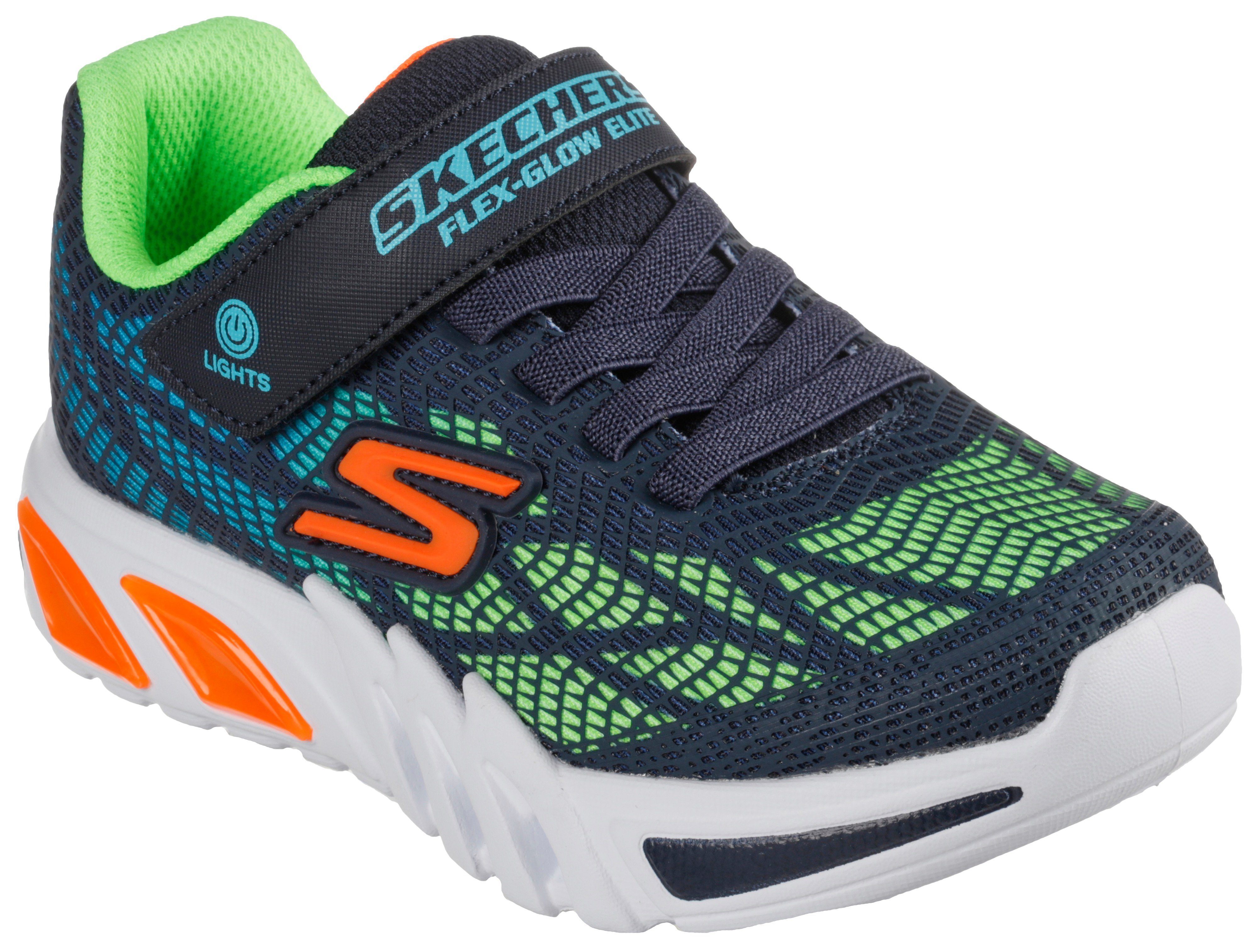 preisvergleichsanalysen Skechers Kids Sneaker FLEX-GLOW Sohle VORLO navy/ ELITE leuchtender multi mit