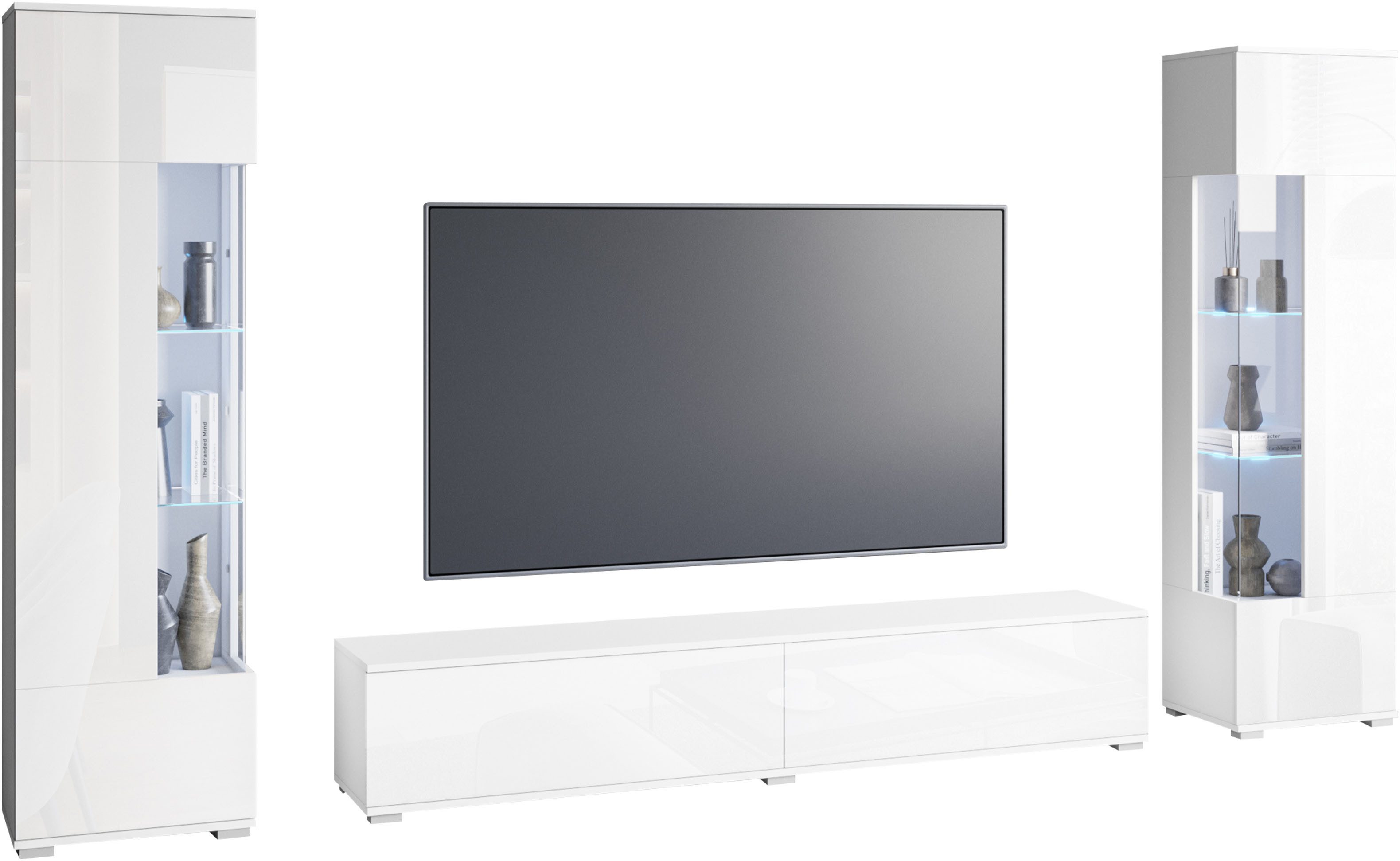 INOSIGN Wohnwand Kenia, Vitrine Türanschlag links/rechts wechselbar, (3-St) günstig online kaufen