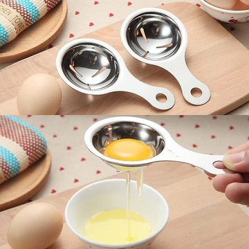 SOTOR Eierschneider 2 Stücke Edelstahl Eiertrenner,Edelstahl Eidottertrenner,Eierseparator, (2-tlg), Eiweiß Eigelb Filter, für Kochen, Backen, Kuchen, Mayonnaise