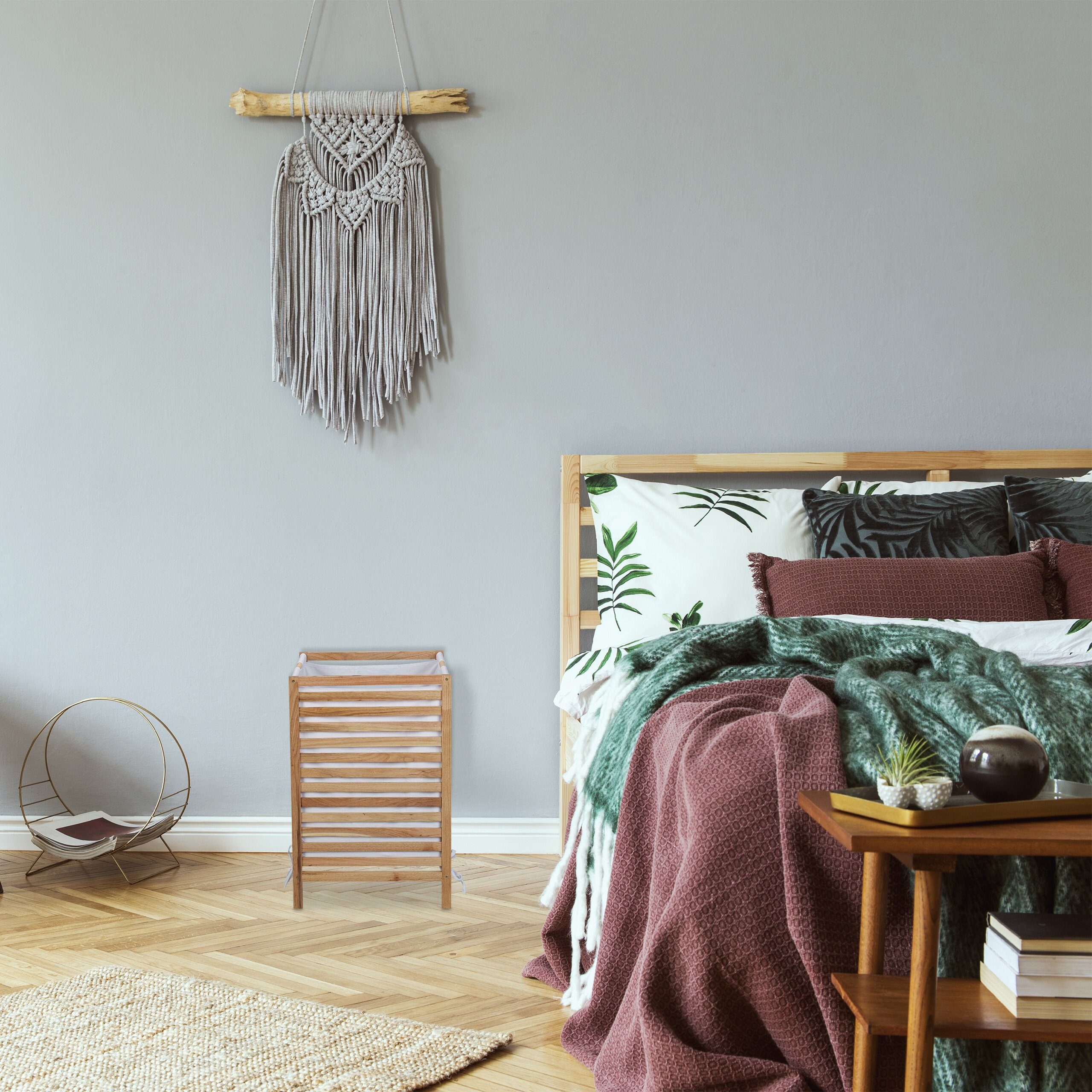 relaxdays Wäschekorb Walnussholz günstig online kaufen