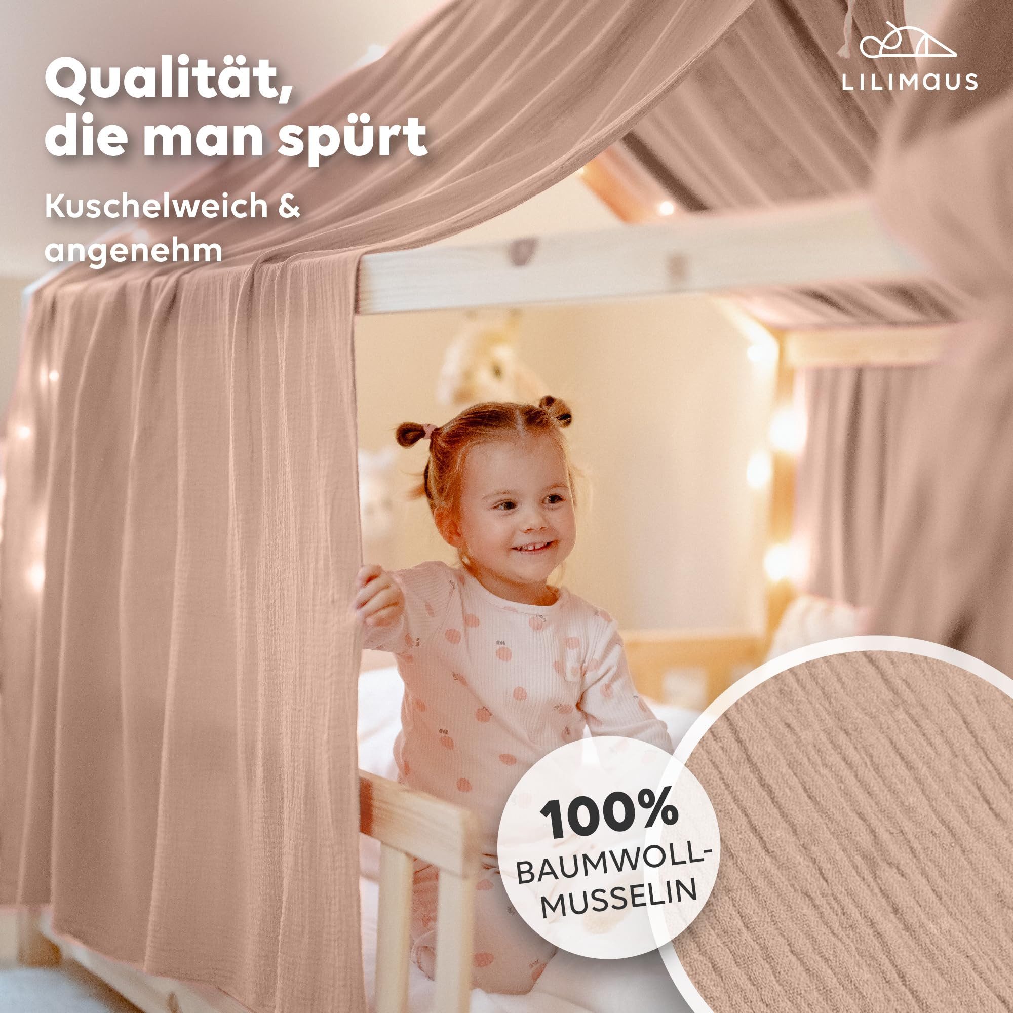 lilimaus Betthimmel Hausbetthimmel Baumwoll Musselin Betthimmel Kinder Haus günstig online kaufen