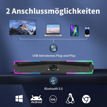 yozhiqu Drahtloser Bluetooth 5.0-Lautsprecher-Subwoofer – ideal für Fernseher Bluetooth-Lautsprecher (Dynamische Lichteffekte, professionelleDual-Mode-Soundeffekte)