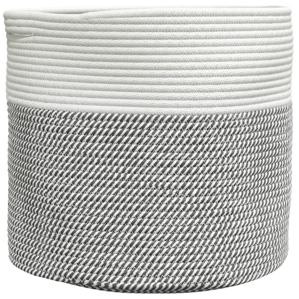Dekokorb Aufbewahrungskorb Grau und Weiß Ø40x35 cm Baumwolle