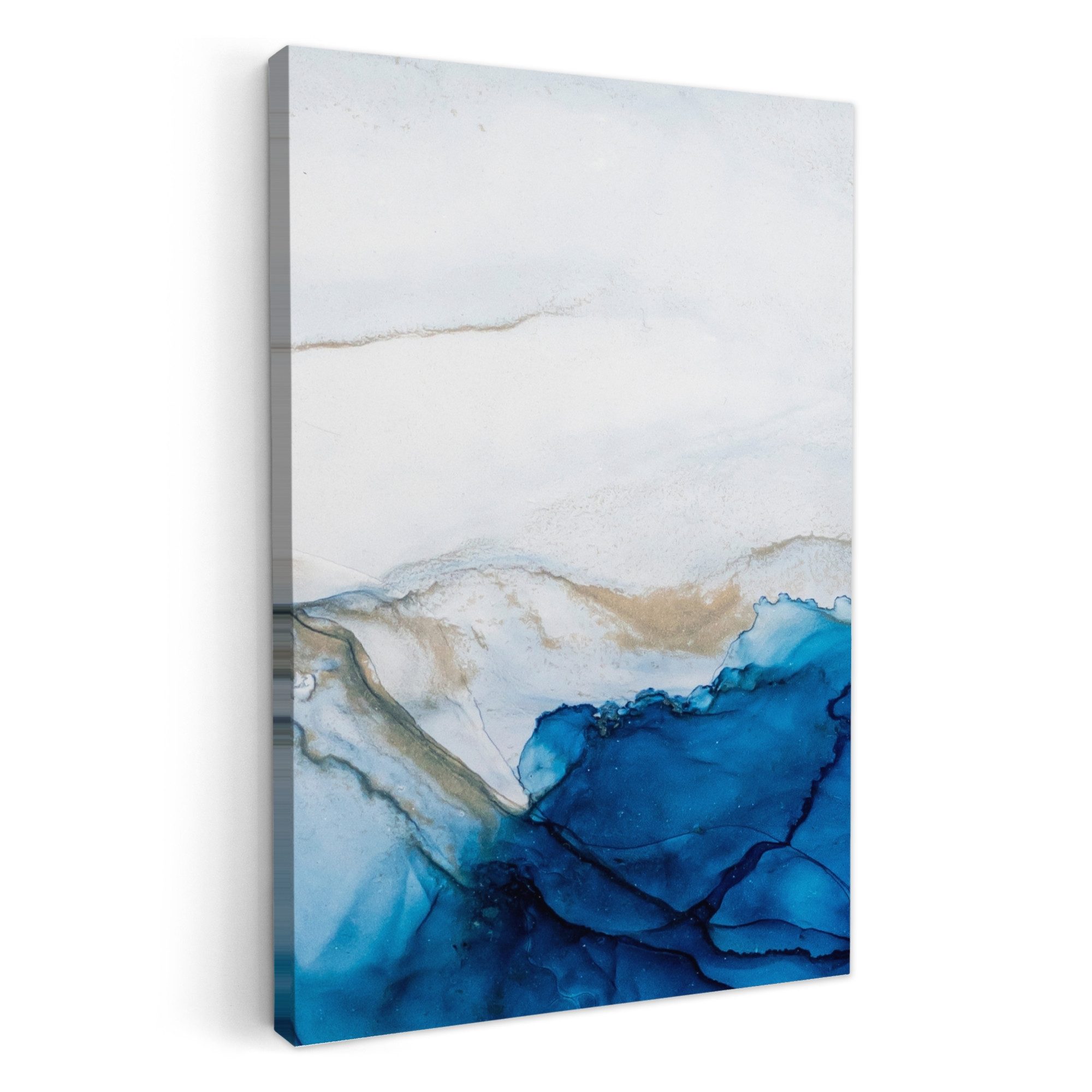 OneMillionCanvasses® Leinwandbild Aquarell - Blau - Abstrakt - Kunst - Modern, Fotodruck (1 St), Badezimmer Deko, Изображения WC, Toilette Wanddeko 20x30 cm