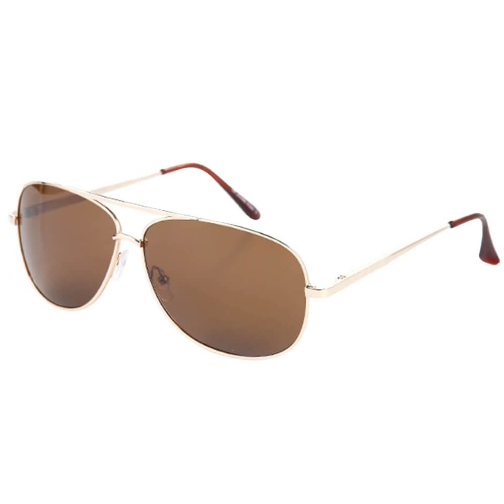 Goodman Design Sonnenbrille Pilotenbrille Fliegerbrille Damen und Herren mit Federbügel Silber/Braun