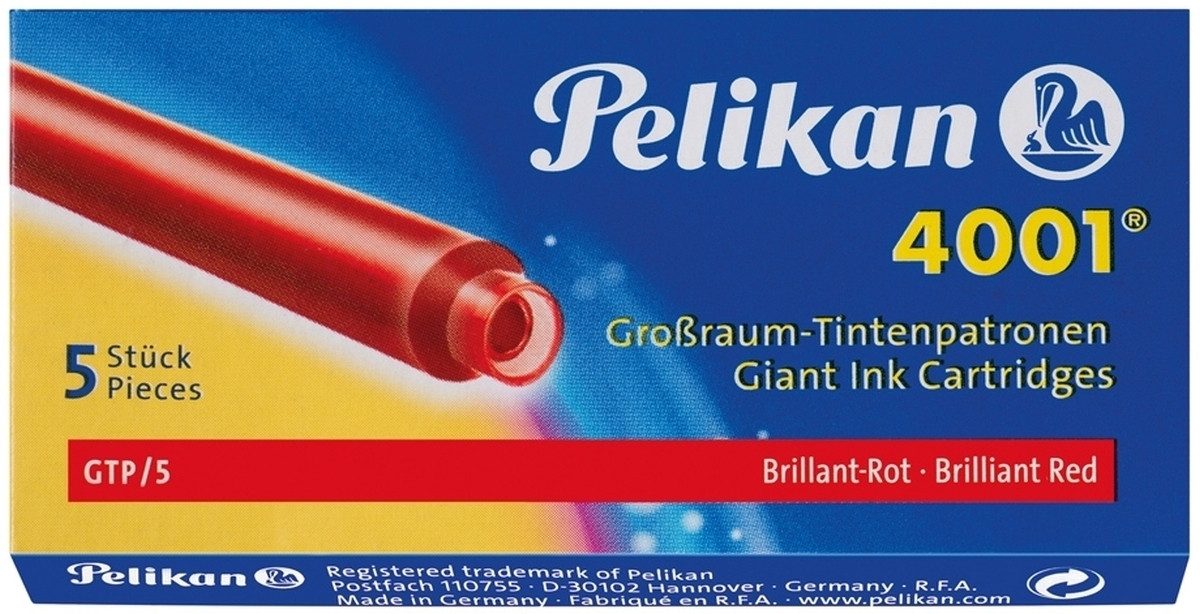 Pelikan Füllhalter Tintenpatrone 4001 GTP brilliant-rot VE=10x5 Stück