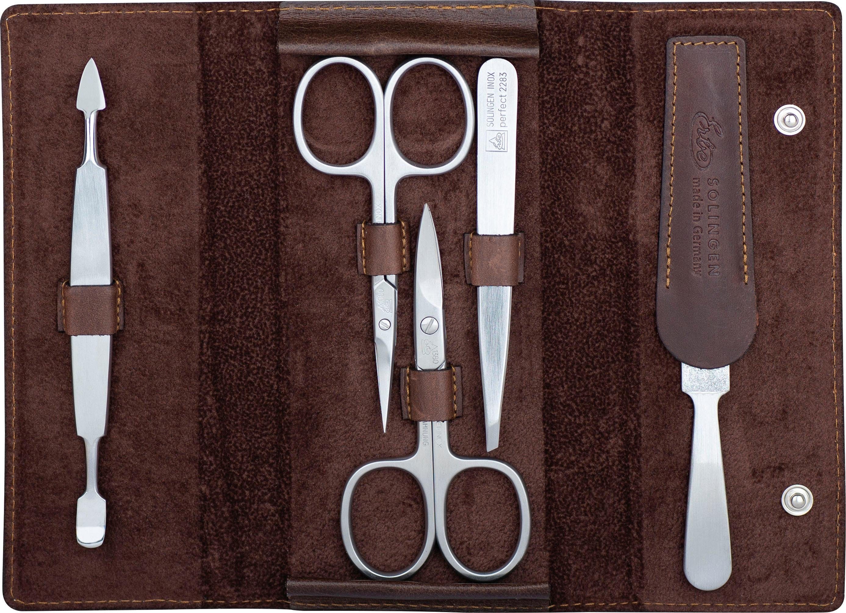 ERBE Maniküre-Etui Tuscany, 5 tlg., Antik-Lederetui mit Zippverschluss, ros günstig online kaufen