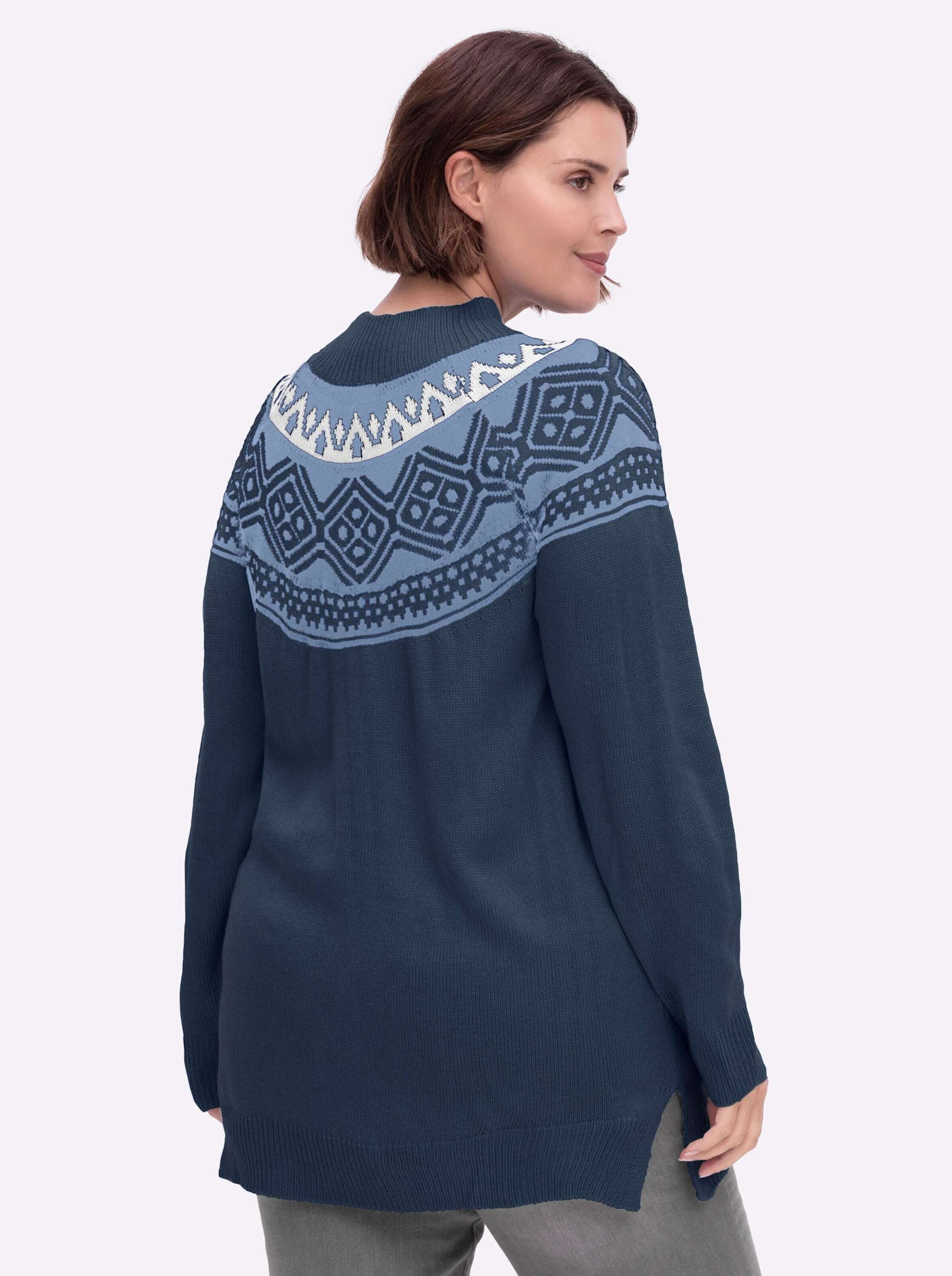 Sieh an! Strickpullover Longpullover Langarm Jacquard, Jersey günstig online kaufen