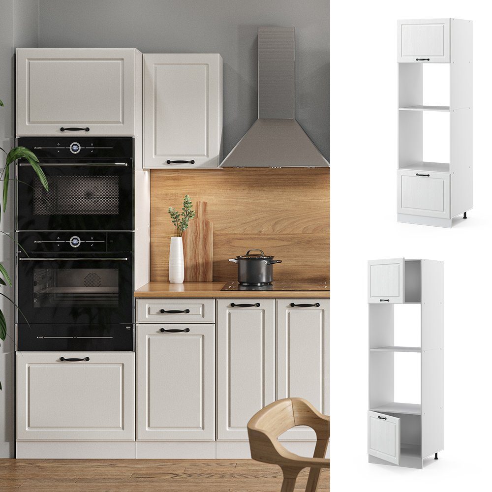 Vicco Mikrowellenumbauschrank R-Line, Weiß Landhaus/Weiß, 60 cm (1-St) – Bild 2 von 5