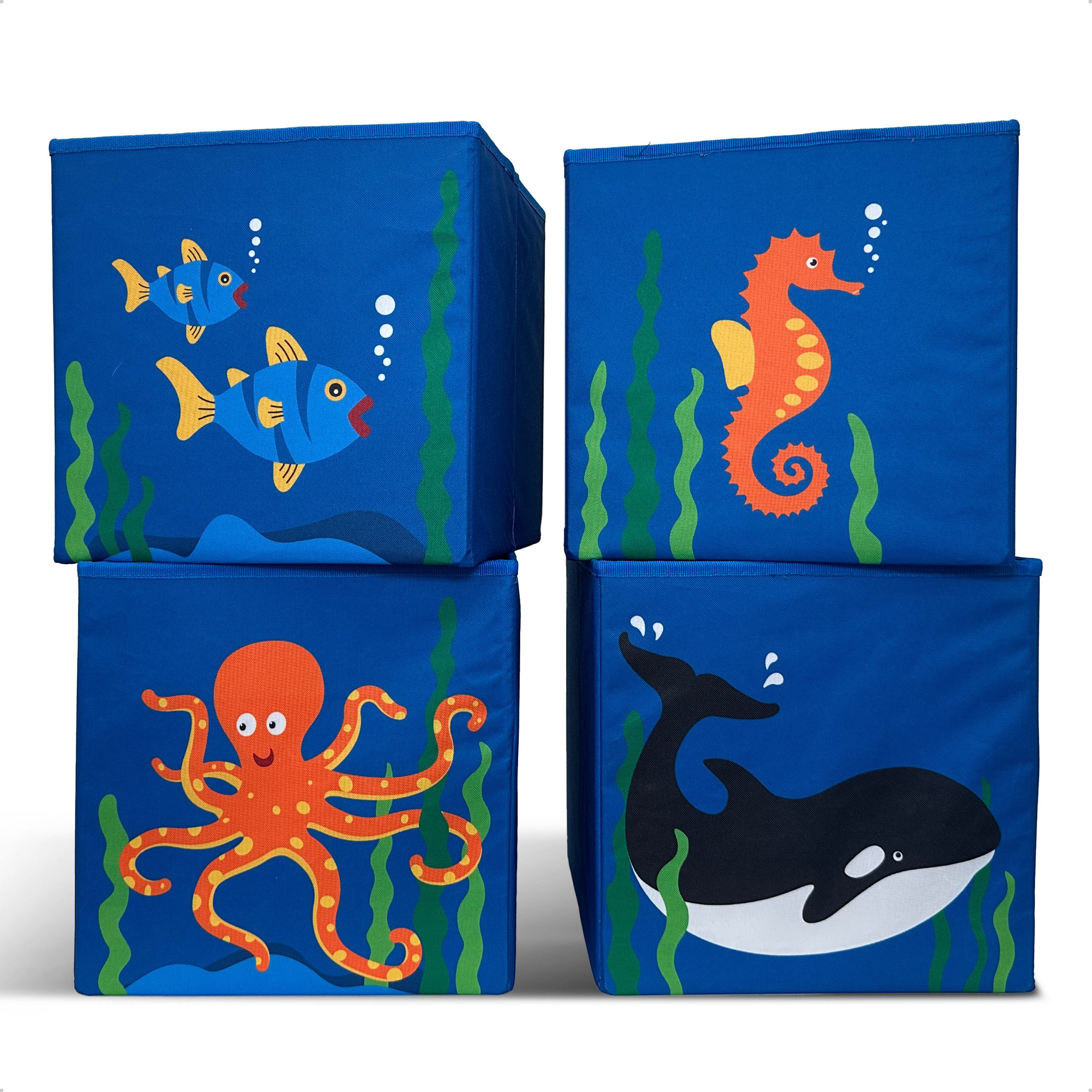 WIESEN.design Spielzeugtruhe 4er-Set, Spielzeugkiste, Aufbewahrungsbox Kinderzimmer (Spielzeugbox mit Deckel, Sitzbank Kinder, Spielzeugkiste Kinderzimmer, Spielzeug Aufbewahrung, Kinderbank, Spielzeugaufbewahrung Kinderzimmer), geeignet für Kallax-Regale, MDF verstärkt, gratis Versand