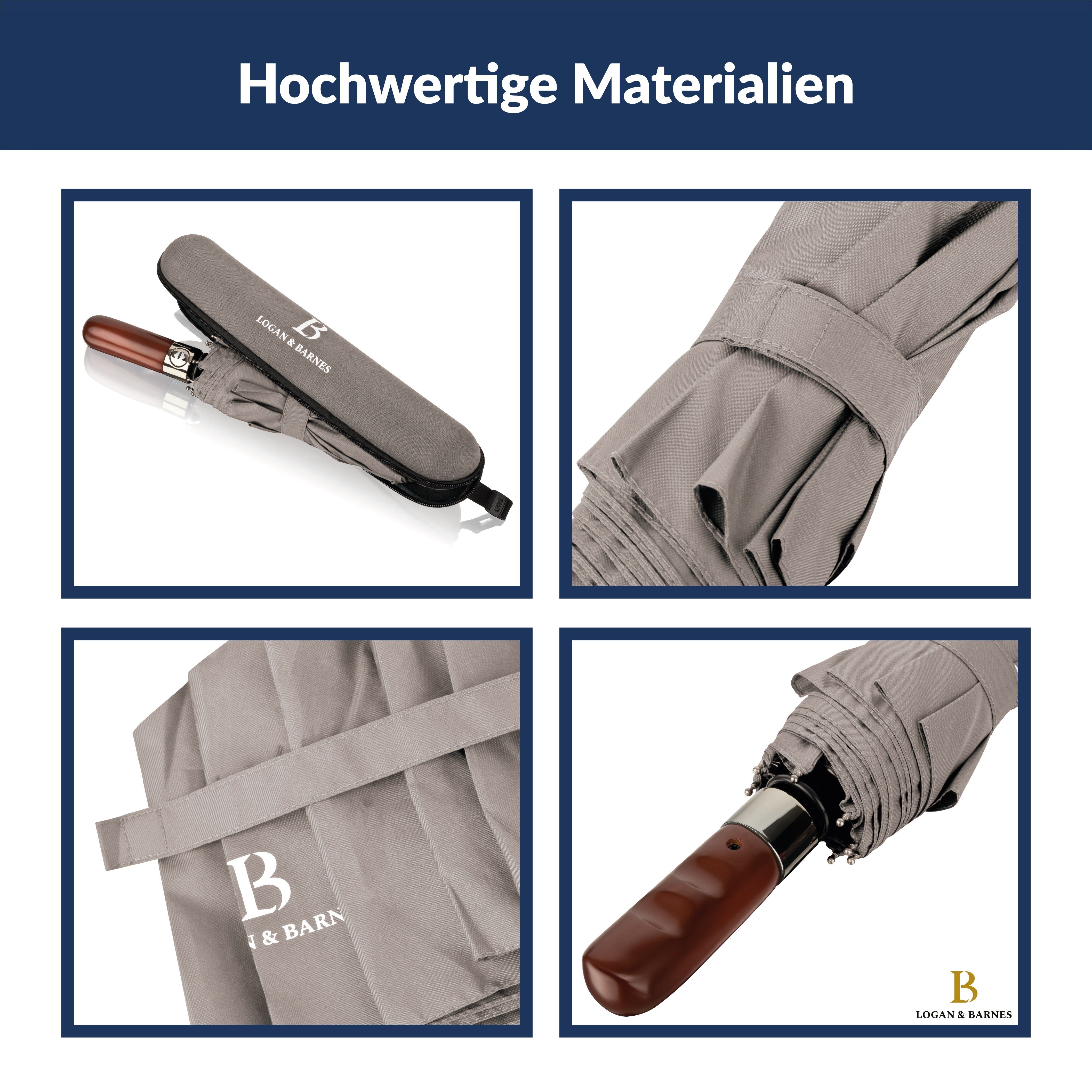 Logan & Barnes Taschenregenschirm Dublin, Sturmfest bis 140 km/h