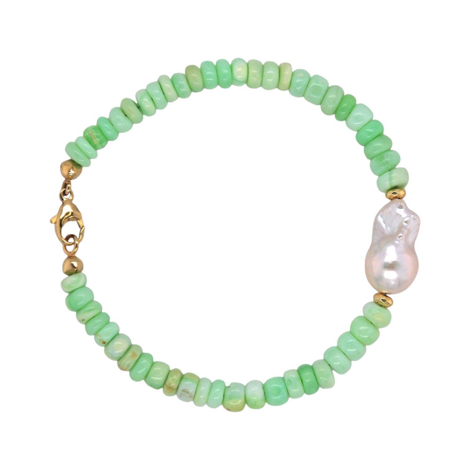 Sogni d'oro Armband mit grünem Opal und Hämatit, Gelbgold 375